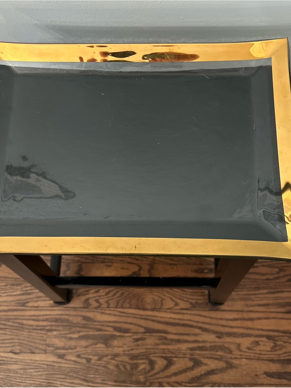 Annieglass Roman Antique Rectangular Glass Tray 24K Gold Rim⁠